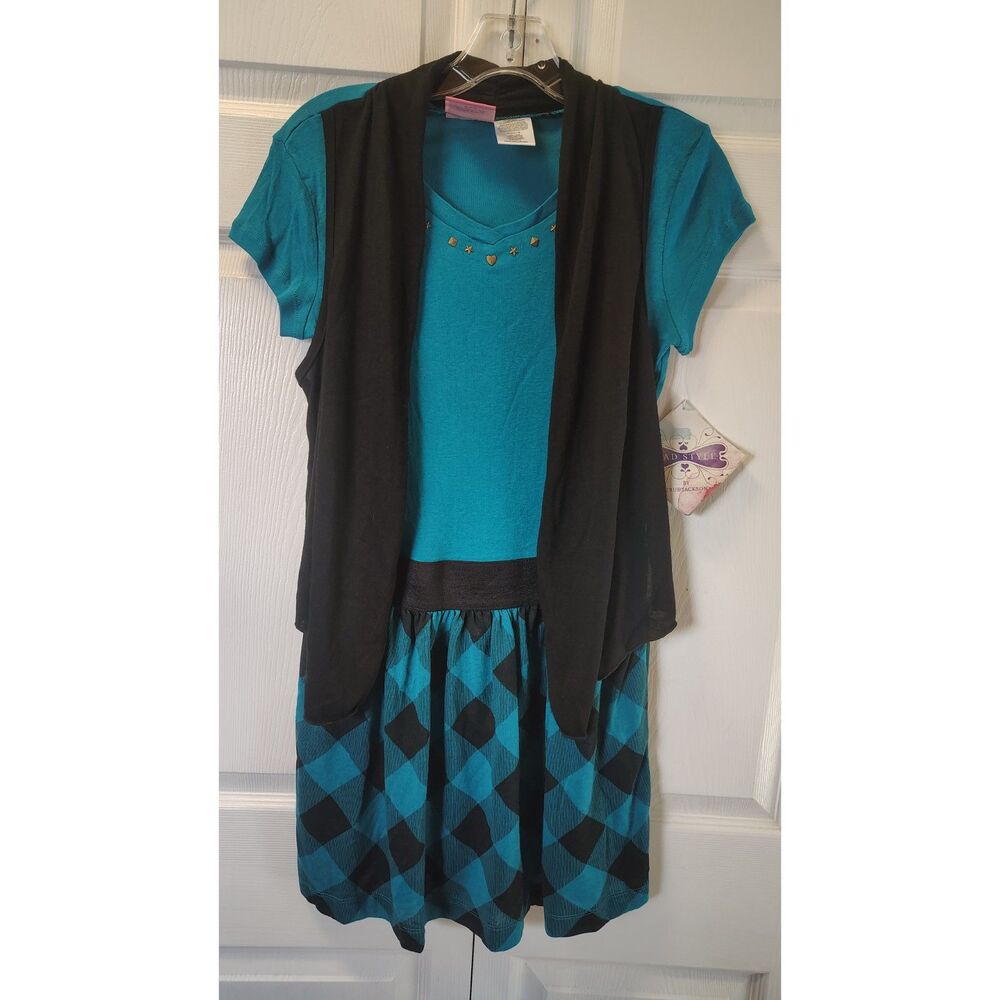 NWT Mad Style by True Jackson VP Nickelodeon 3-Piece Dress Vest Set XL 14-16
